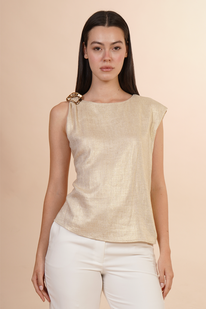 Blusa Con Adorno En Un Hombro 262057
