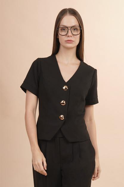 Saco Cuello en V con Botones Dorados 264012