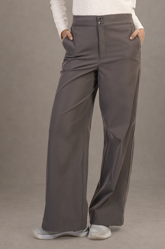 Pantalón Gris De Pierna Amplia