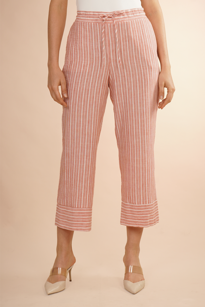 Pantalon Largo Capri Con Jareta Rosa 261017