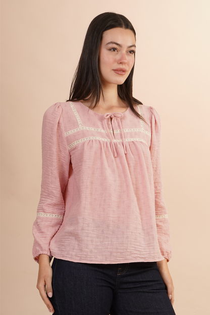 Blusa Con Tira Bordada Rosa 262053