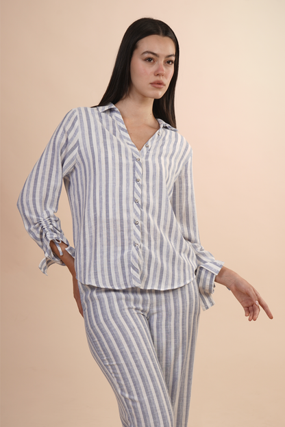 Blusa Camisera A Rayas Azul 262041