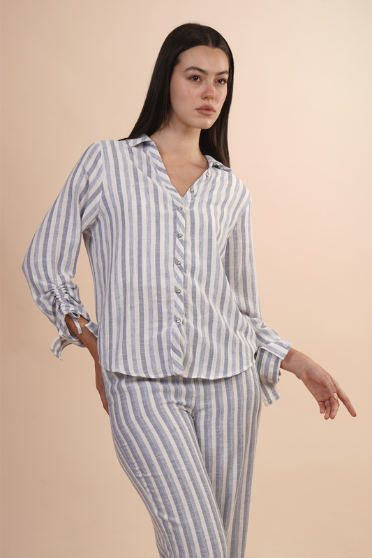 Blusa Camisera A Rayas Azul 262041