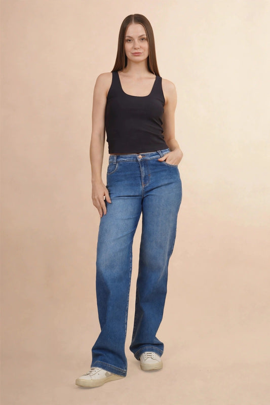 Pantalón De Mezclilla Pierna Ancha