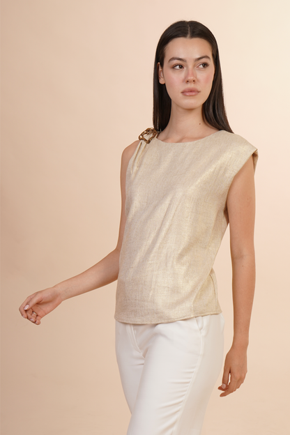 Blusa Con Adorno En Un Hombro 262057