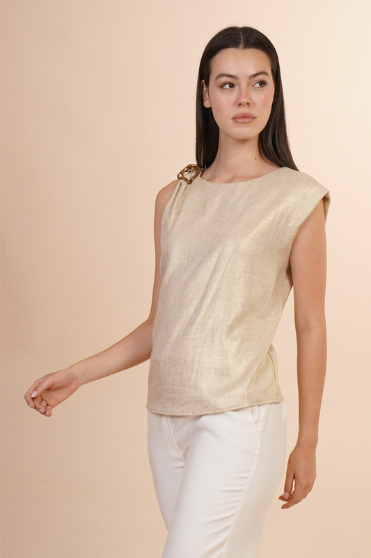 Blusa Con Adorno En Un Hombro 262057
