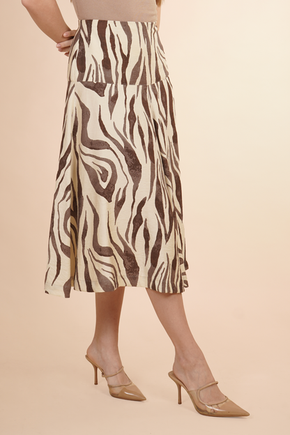 Falda Midi Animal Print con Vuelo 261064