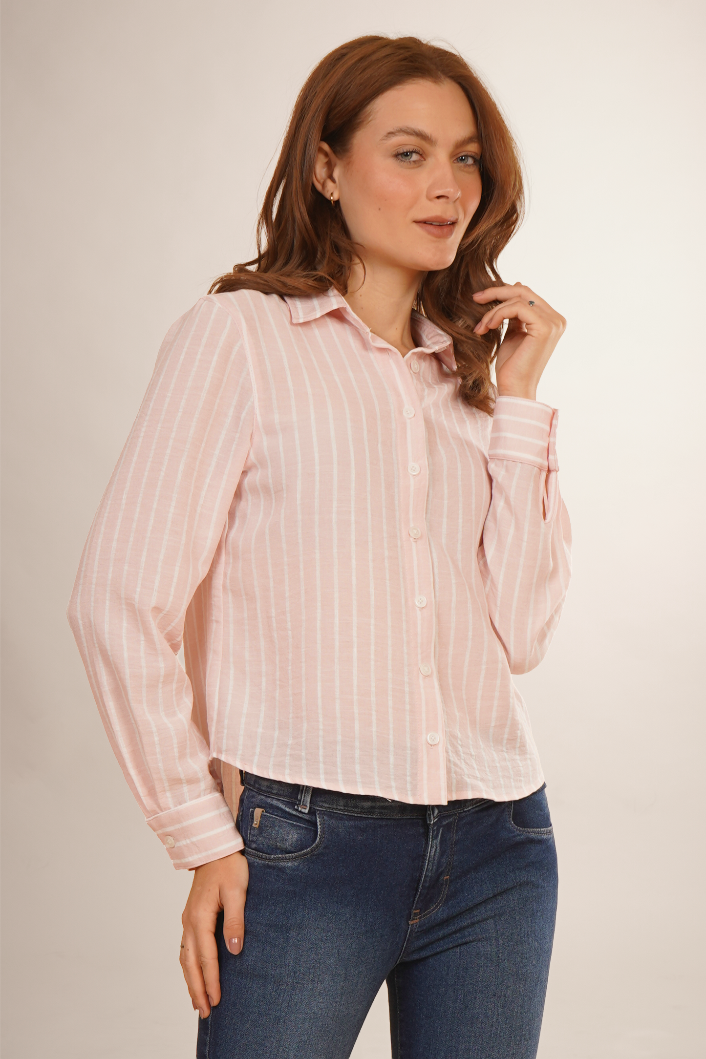 Blusa Camisera A Rayas Rosa  262026