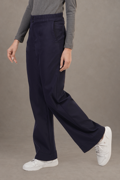 Pantalón Azul Marino De Pierna Amplia