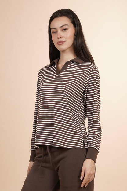 Blusa De Rayas Cafe