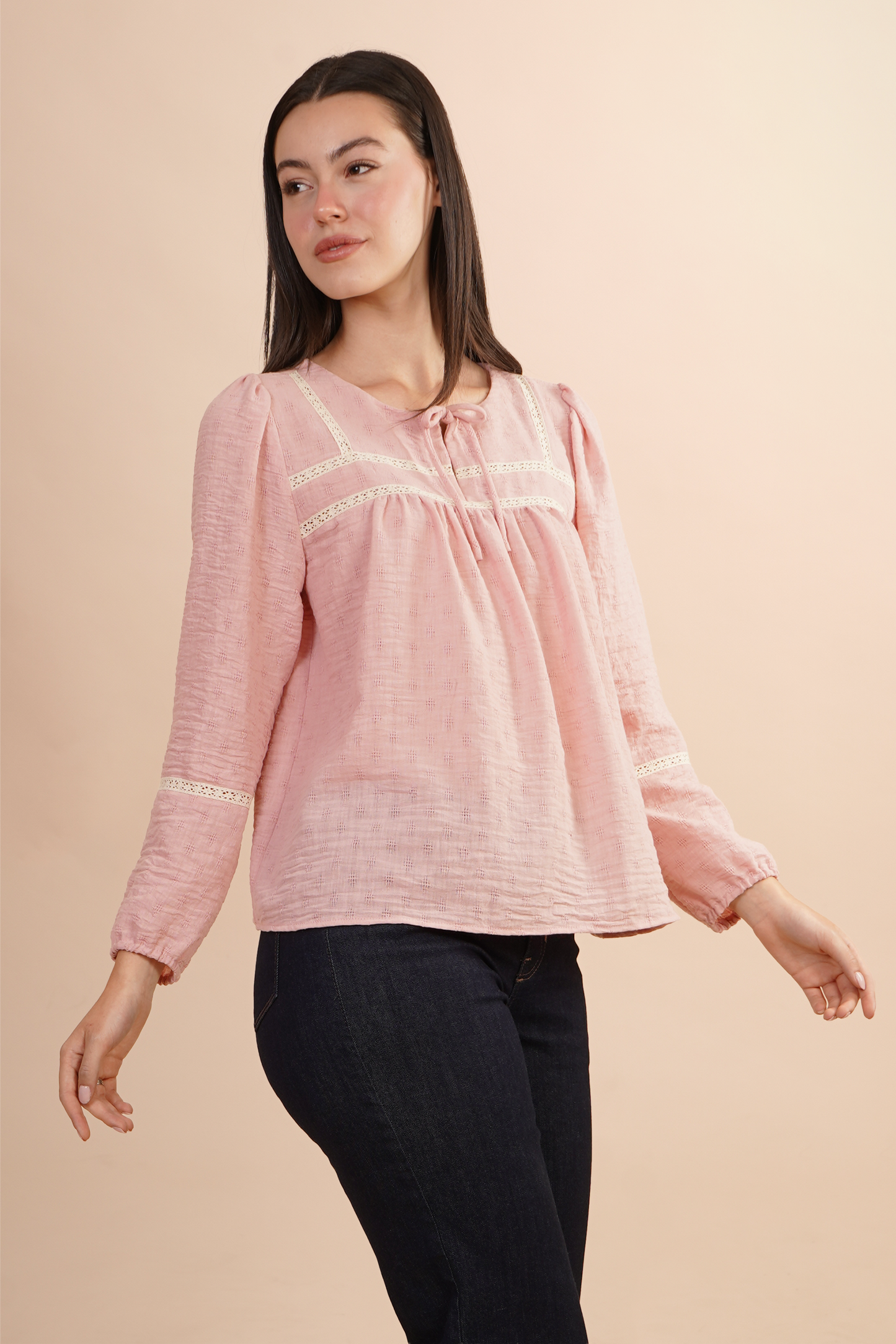 Blusa Con Tira Bordada Rosa 262053