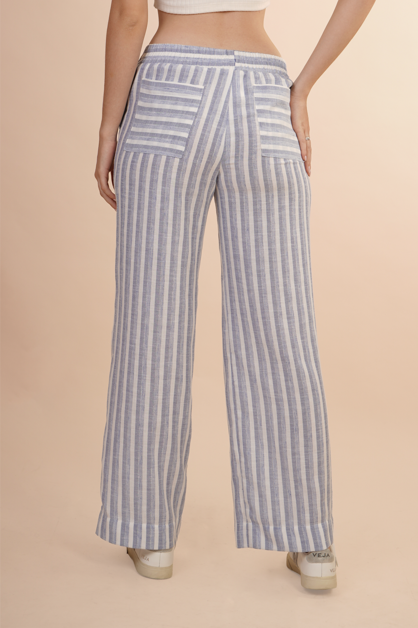 Pantalón A Rayas Azul Con Blanco 261033