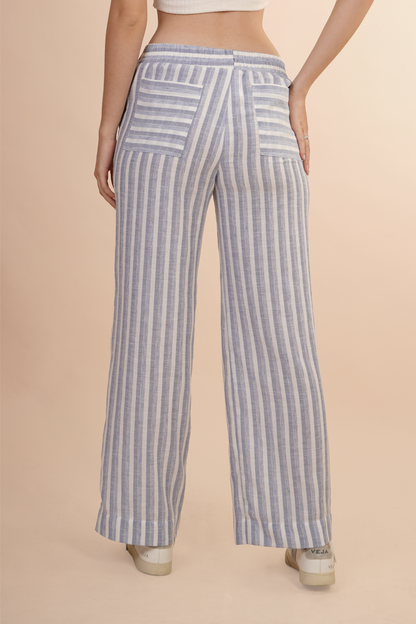 Pantalón A Rayas Azul Con Blanco 261033