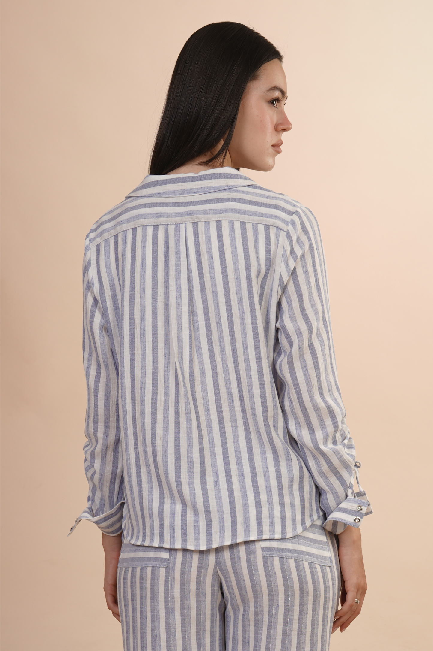 Blusa Camisera A Rayas Azul 262041