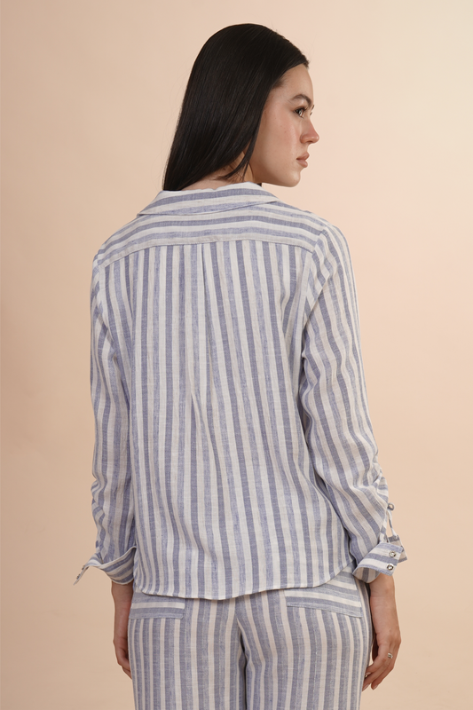Blusa Camisera A Rayas Azul 262041