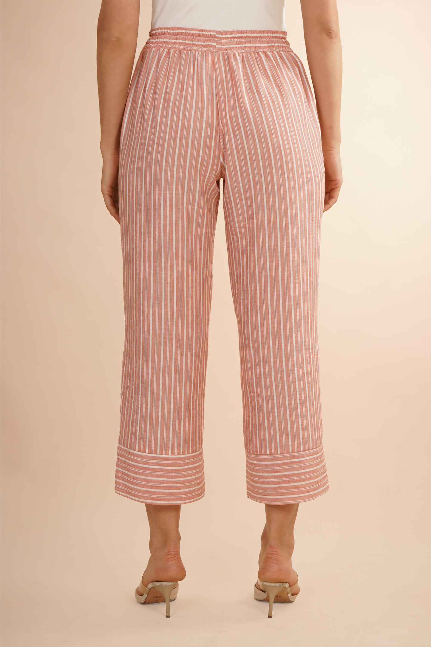 Pantalon Largo Capri Con Jareta Rosa 261017