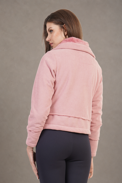 Chamarra Rosa Con Cierre Frontal
