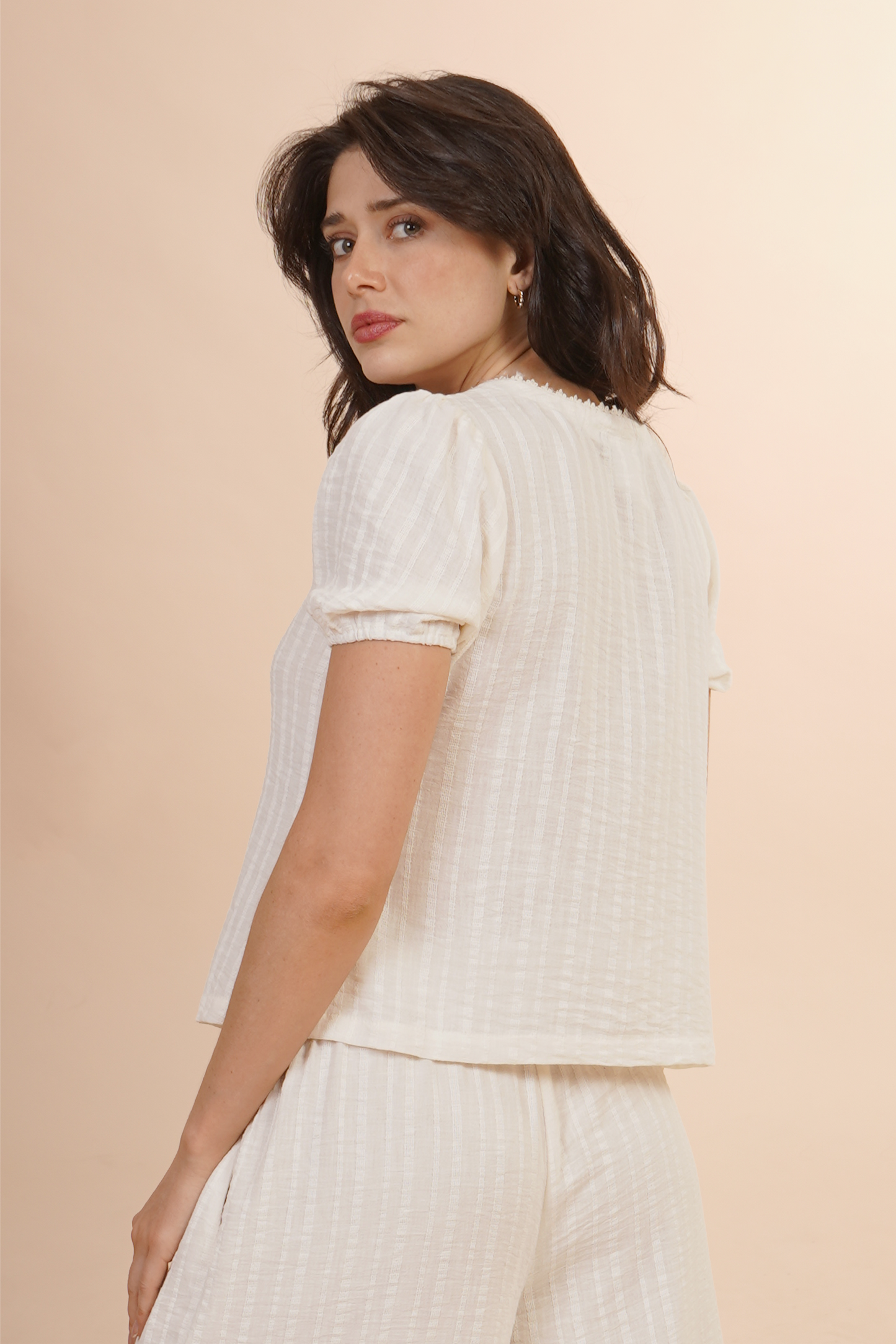 Blusa Manga Corta Aglobada Blanco 262058
