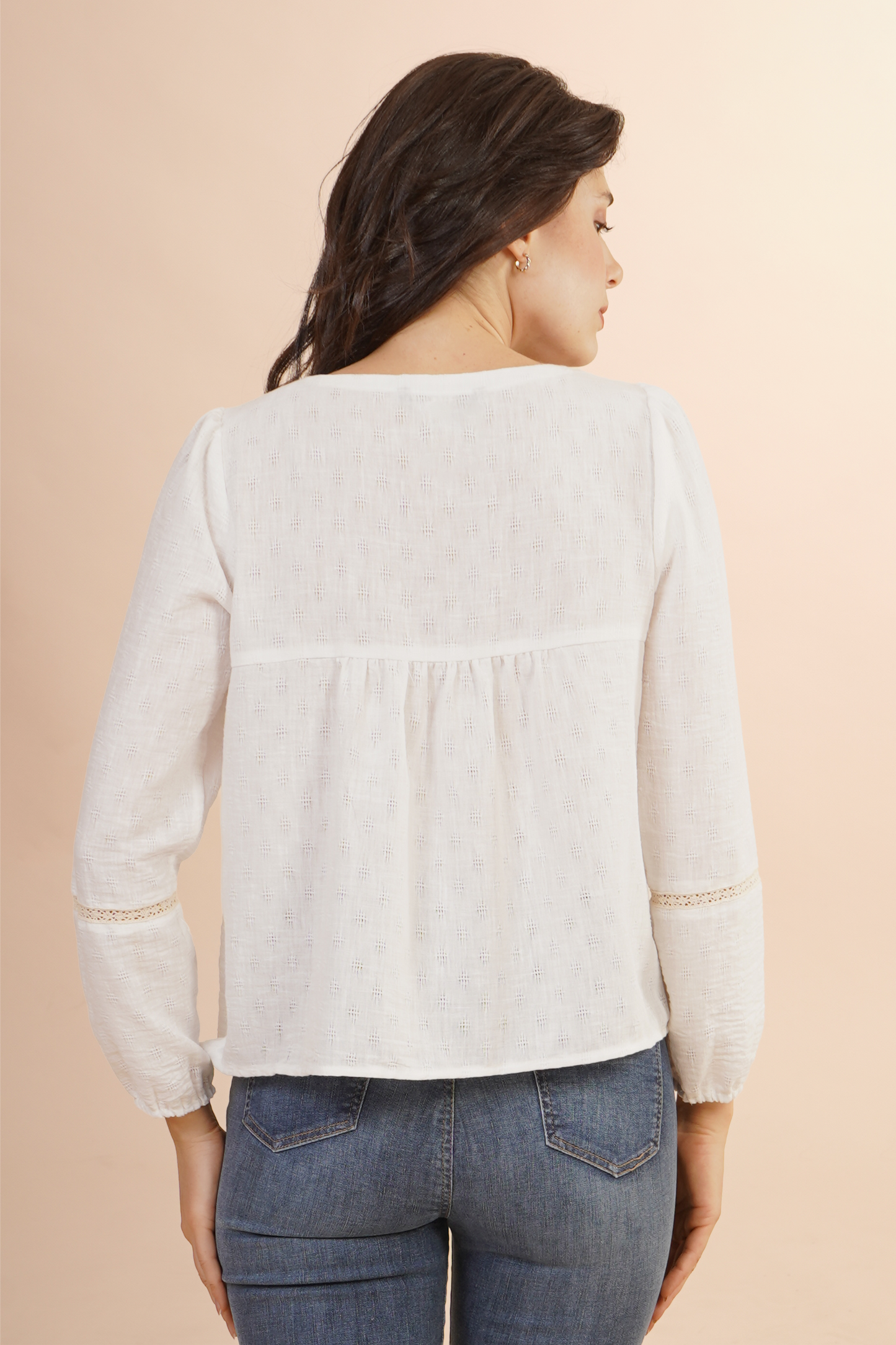 Blusa Con Tira Bordada Blanca 262053