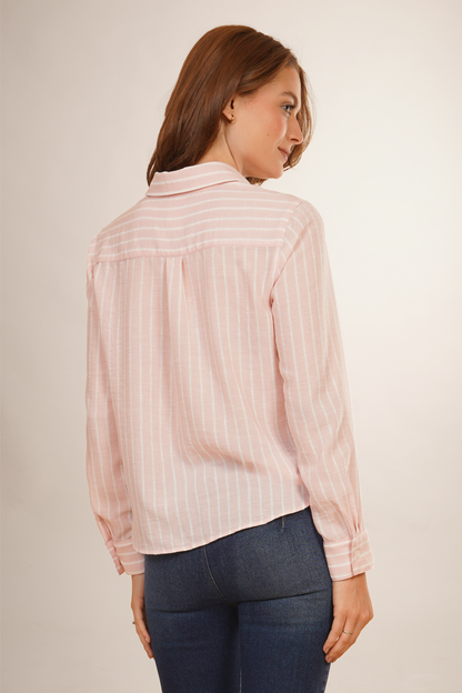 Blusa Camisera A Rayas Rosa  262026