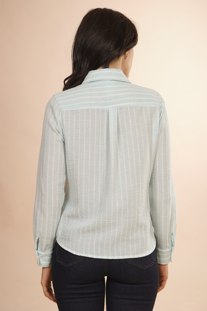 Blusa Camisera A Rayas Menta 262026
