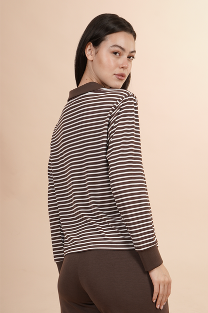 Blusa De Rayas Cafe