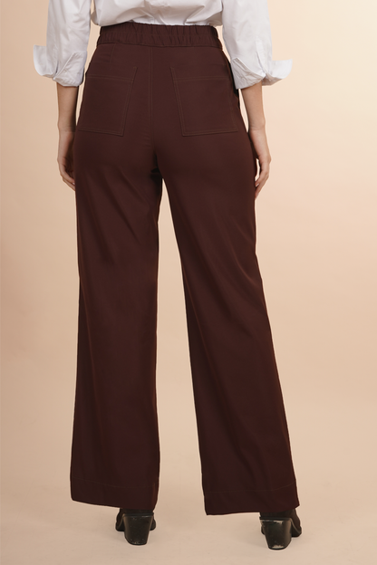 Pantalón Café Oscuro De Pierna Ancha