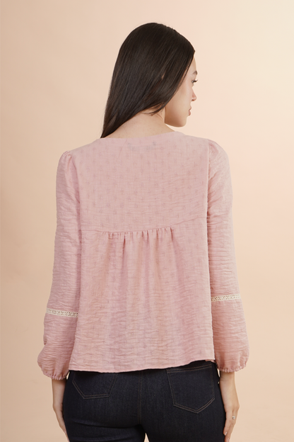 Blusa Con Tira Bordada Rosa 262053