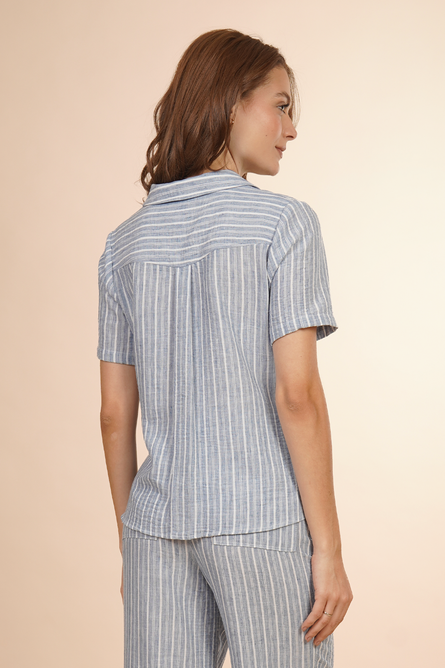 Blusa Camisera De Rayas Azul 262024