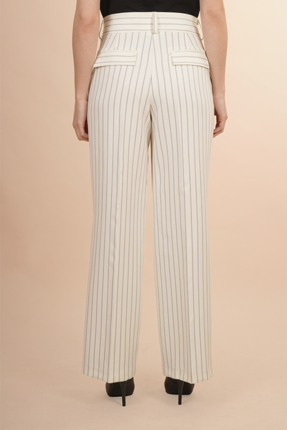 Pantalón Rayado Elegante Color Hueso 261055