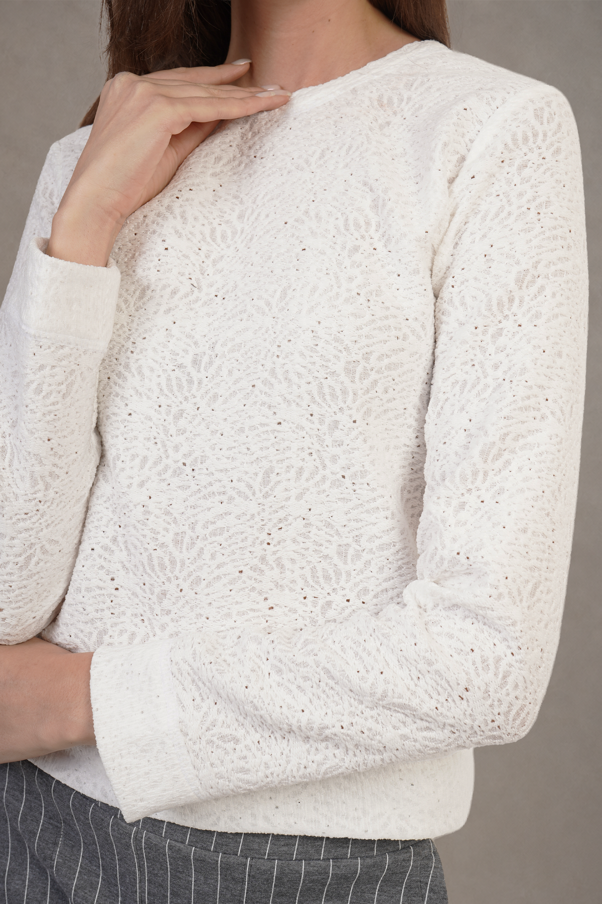 Blusa Blanca De Manga Larga