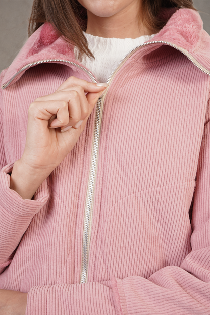 Chamarra Rosa Con Cierre Frontal