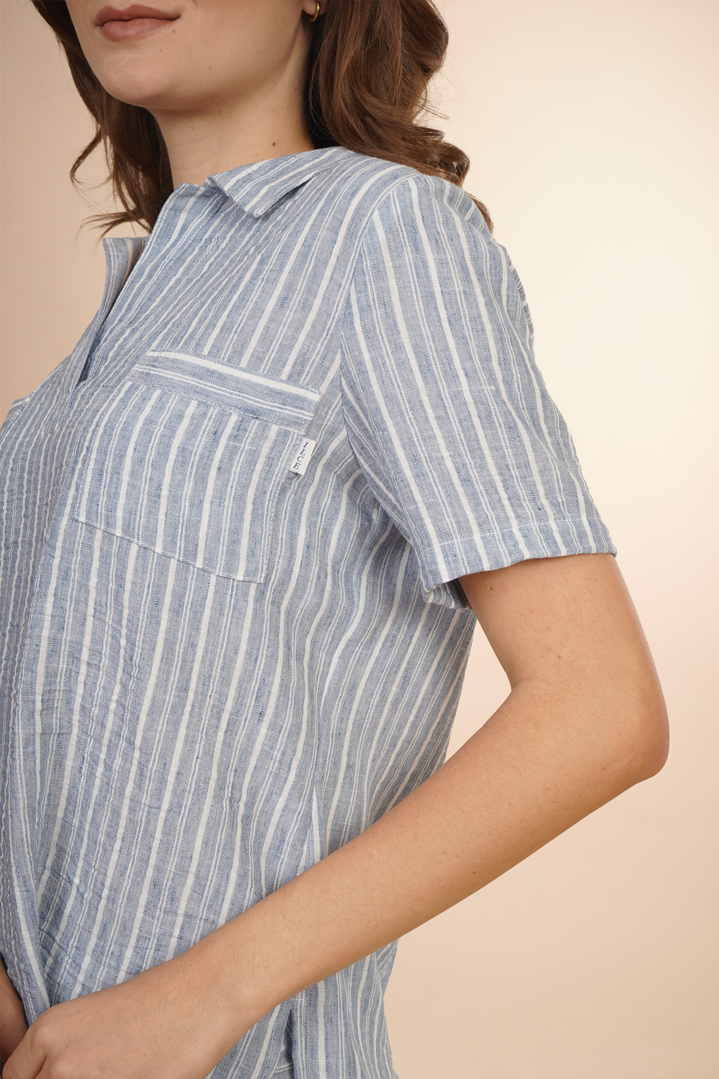 Blusa Camisera De Rayas Azul 262024