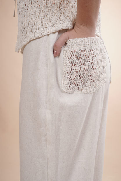 Pantalon Con Pretina y Bolsas En Crochet 261012