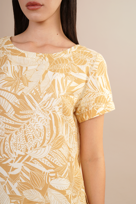 Blusa Mostaza  De Estampado Floral 262049