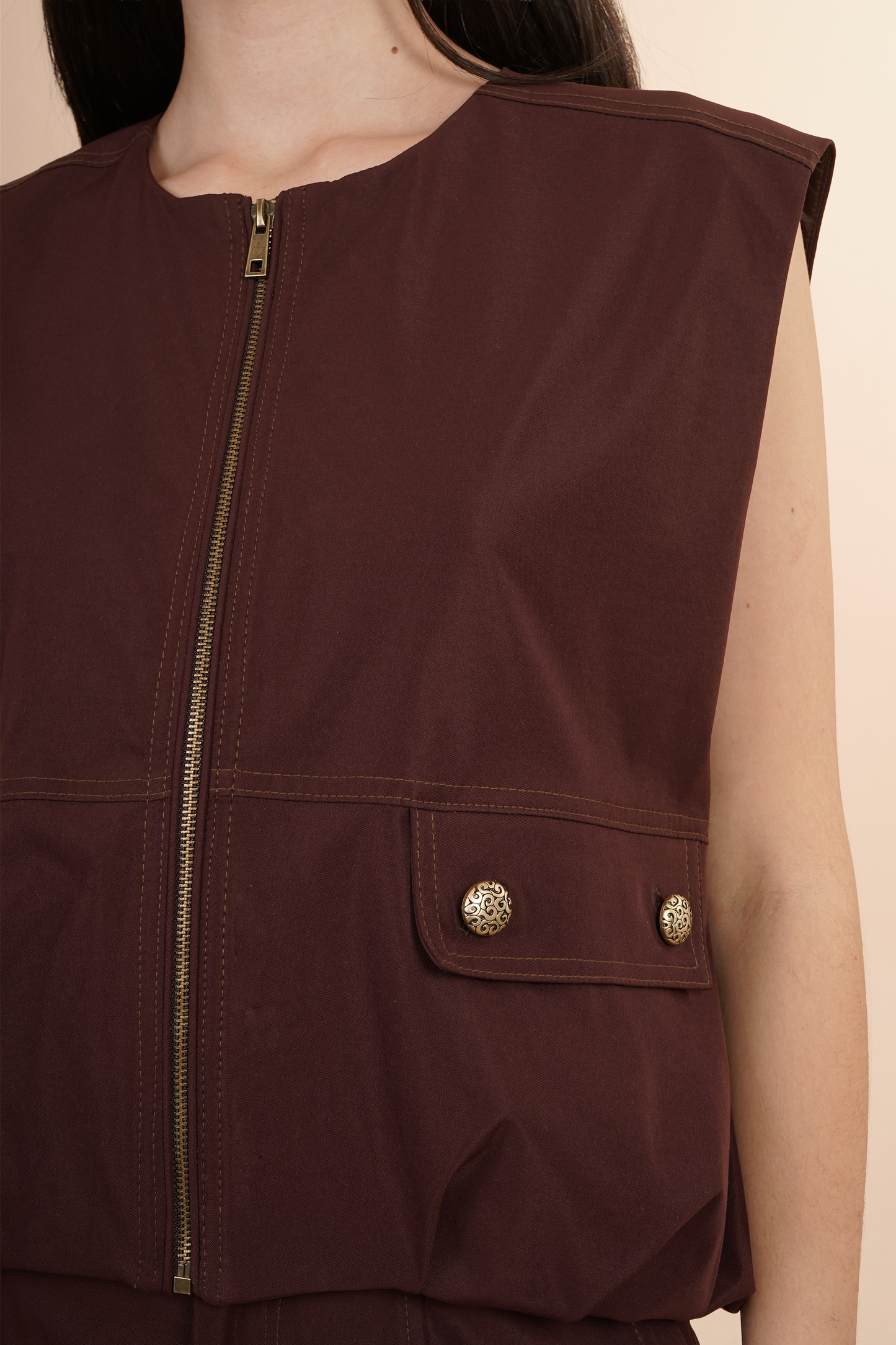 Chaleco Café Con Tipo Utilitario