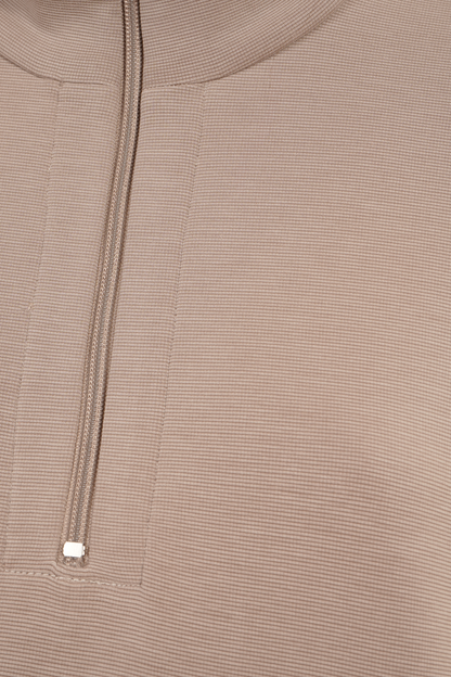 Sudadera Beige Con Cierre Corto