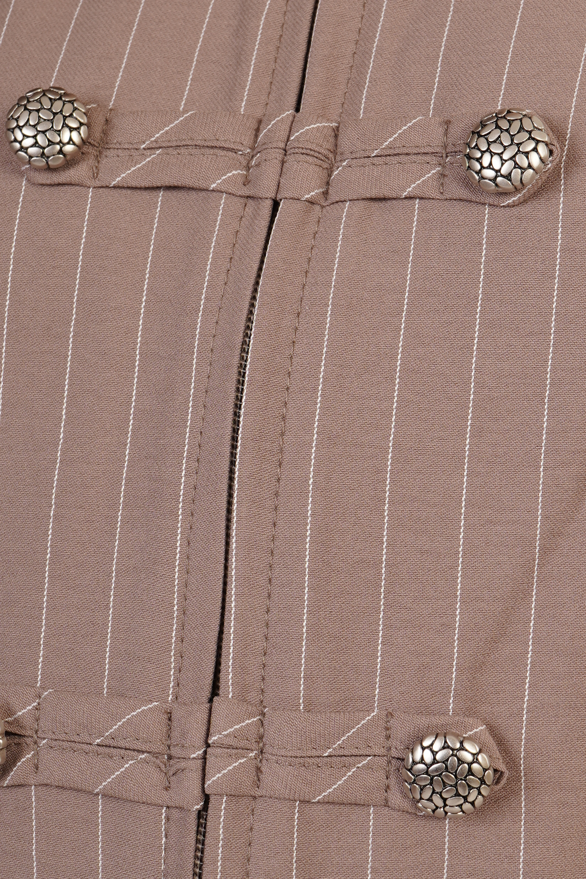 Blusa Camel De Rayas Con Cierres Decorativos