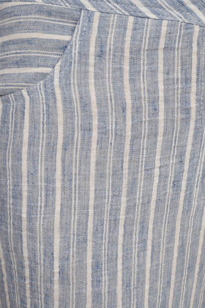 Pantalón De Rayas  Azul Con Botones 261016