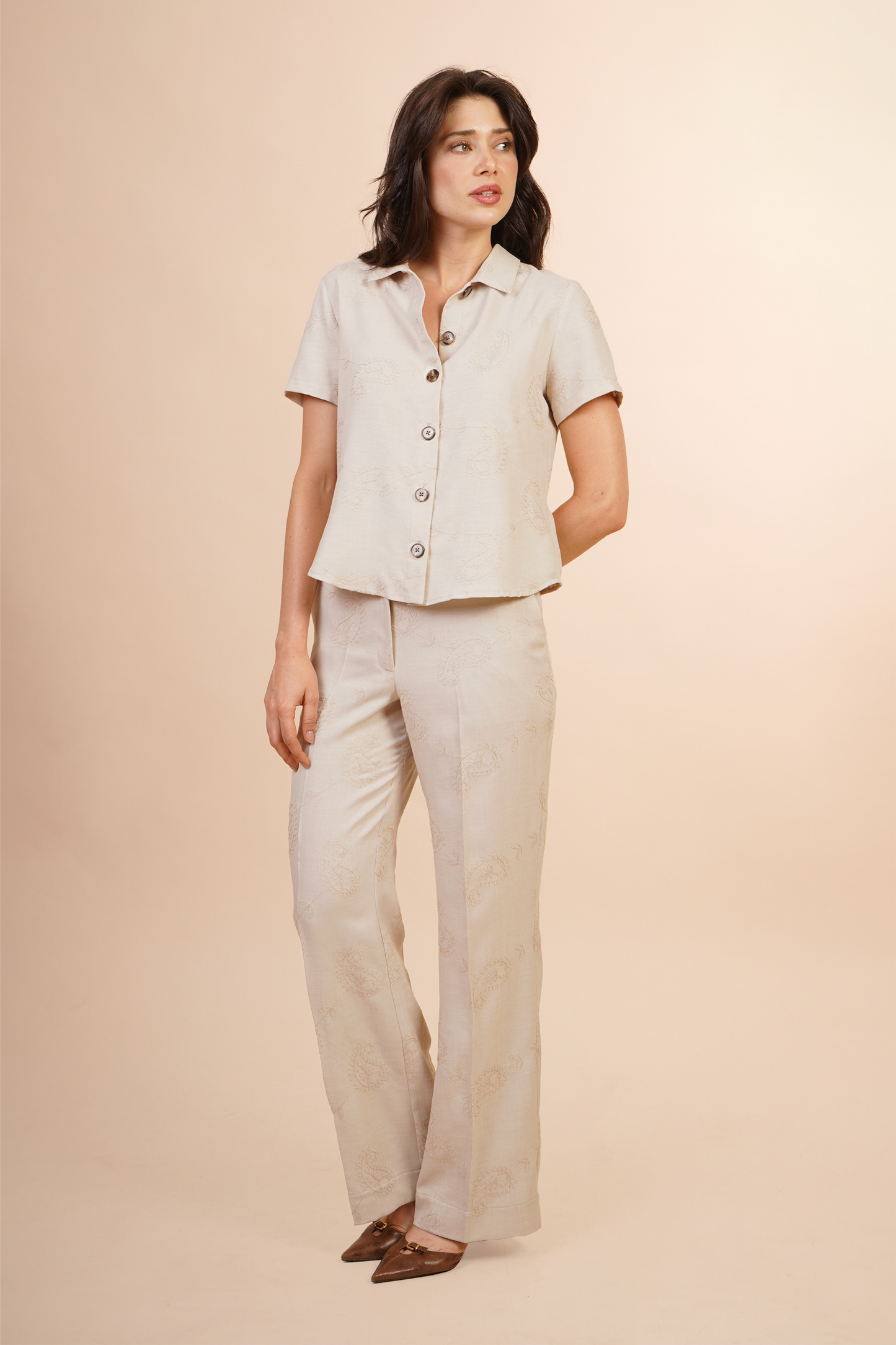 Blusa Beige Bordada 262044