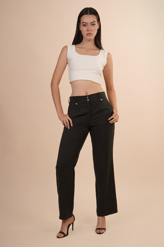 Pantalón recto con botones decorativos 261045