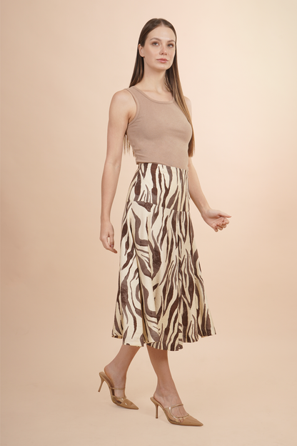 Falda Midi Animal Print con Vuelo 261064