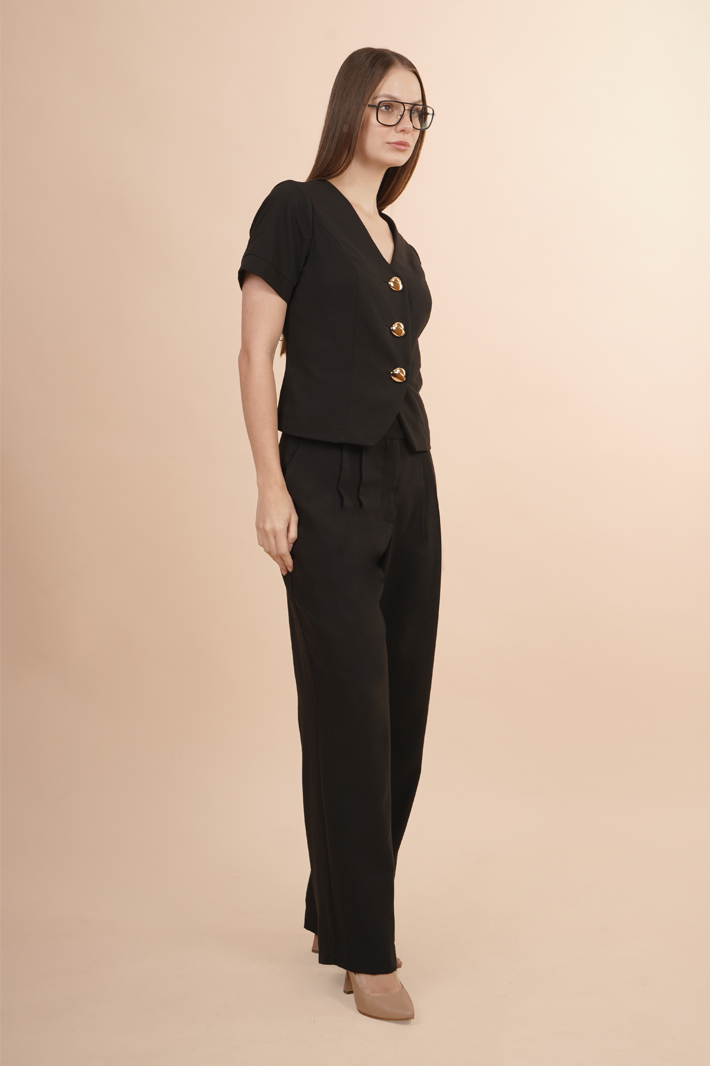 Saco Cuello en V con Botones Dorados 264012