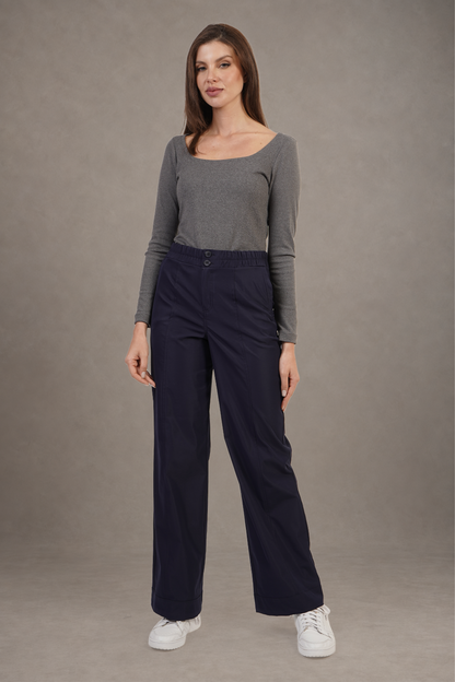 Pantalón Azul Marino De Pierna Amplia