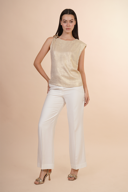Blusa Con Adorno En Un Hombro 262057