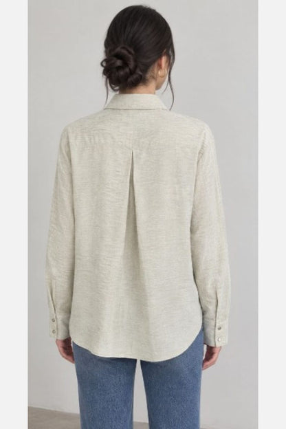 Camisa Greige Verdoso Con Botones Tipo Nudo