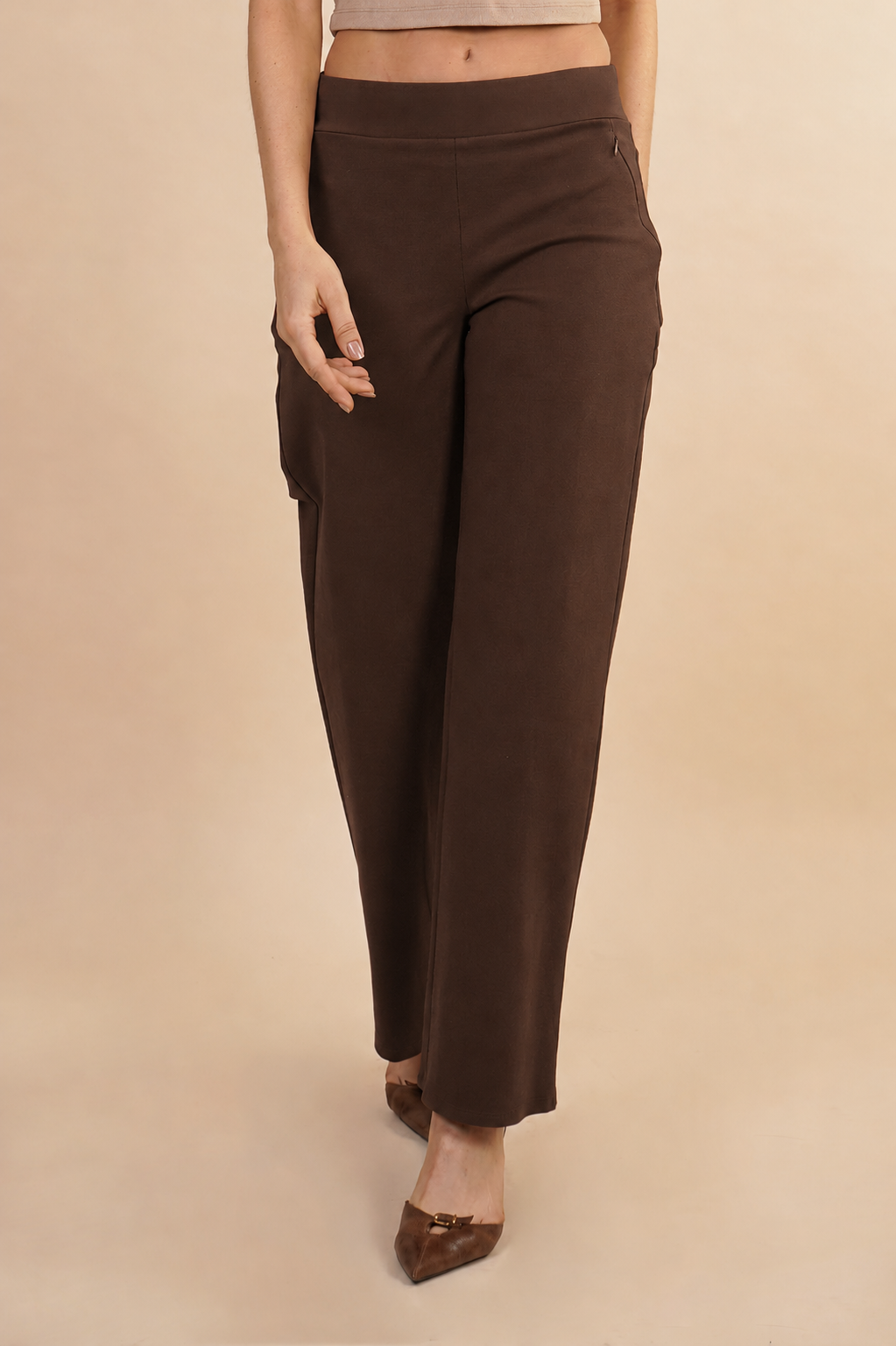 Pantalón Stretch Wide Leg Cafe 261059