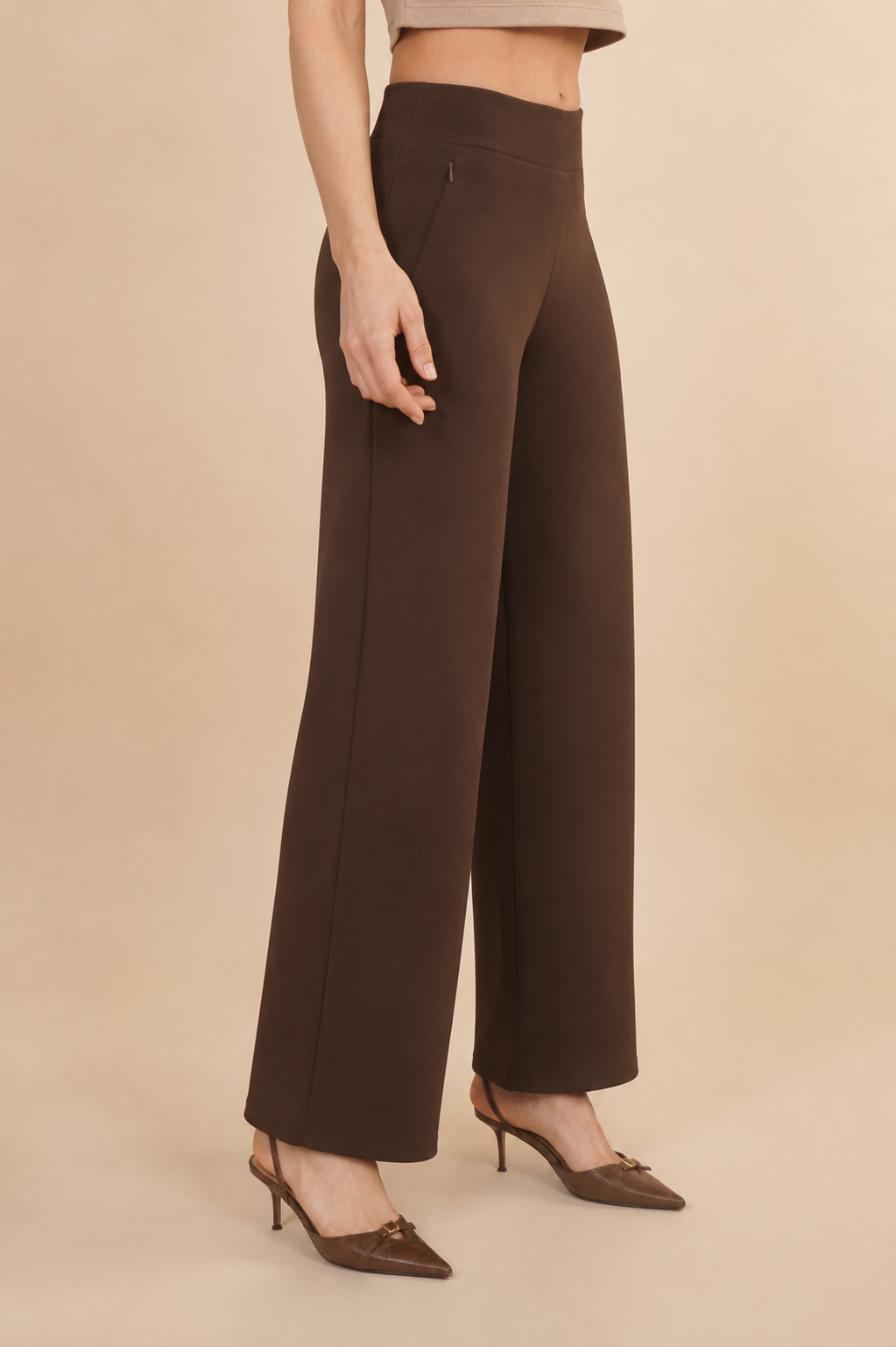 Pantalón Stretch Wide Leg Cafe 261059