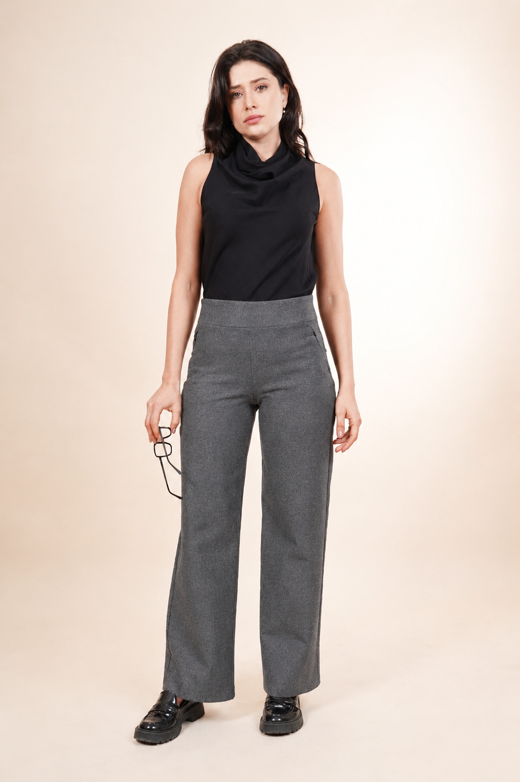 Pantalón Con Carteras Gris Jaspeado  261043