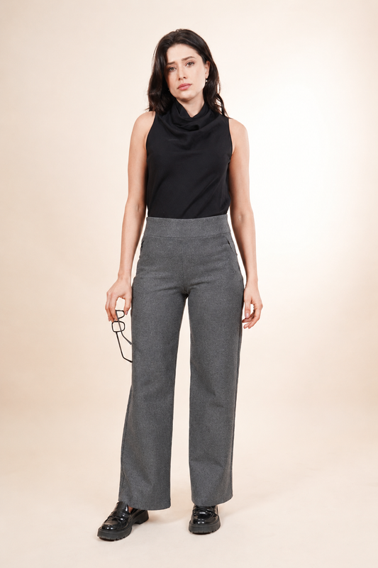 Pantalón Con Carteras Gris Jaspeado  261043